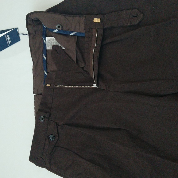 New Polo by Ralph Lauren men's 34×33 dark brown linen pleated front chino pants - Picture 5 of 13